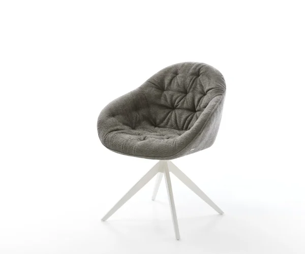 Drehstuhl Gaio-Flex Bouclé Soft Schlamm Kreuzgestell breit Weiß 360° drehbar Wippfunktion