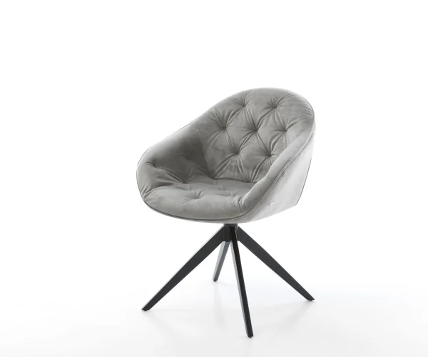 Drehstuhl Gaio-Flex Samt Grau Kreuzgestell breit Schwarz 360° drehbar Wippfunktion