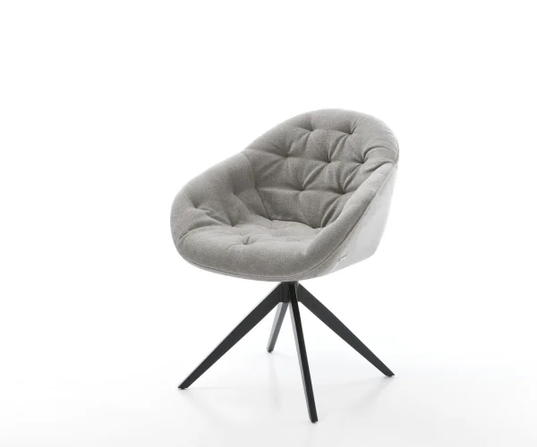 Drehstuhl Gaio-Flex Strukturstoff Soft Grau Kreuzgestell breit Schwarz 360° drehbar Wippfunktion