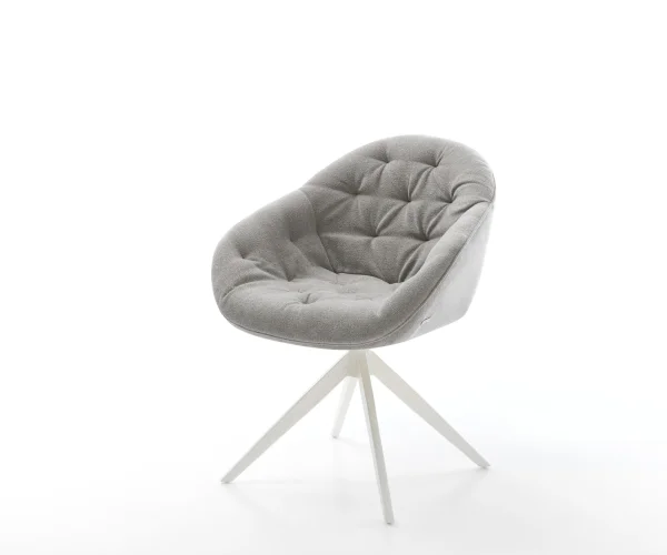 Drehstuhl Gaio-Flex Strukturstoff Soft Grau Kreuzgestell breit Weiß 360° drehbar Wippfunktion