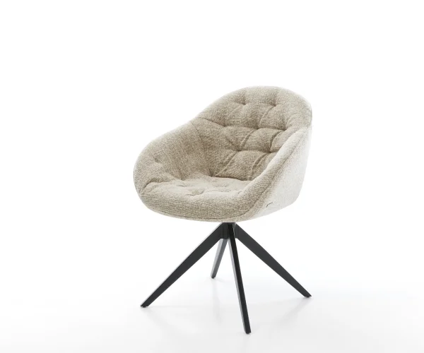 Drehstuhl Gaio-Flex Webstoff Soft Beige Kreuzgestell breit Schwarz 360° drehbar Wippfunktion