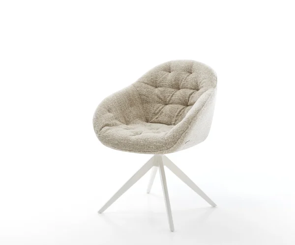 Drehstuhl Gaio-Flex Webstoff Soft Beige Kreuzgestell breit Weiß 360° drehbar Wippfunktion
