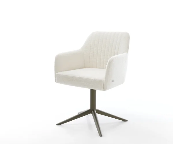 Drehstuhl Greg-Flex Bouclé Soft Beige Fußkreuz Effektfinish Titan 360° drehbar Wippfunktion Taschenfederkern