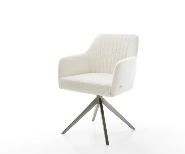 Drehstuhl Greg-Flex Bouclé Soft Beige Kreuzgestell breit Graphit 360° drehbar Wippfunktion Taschenfederkern