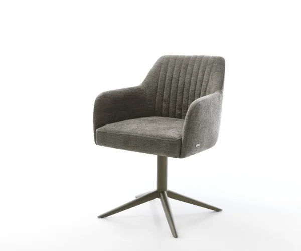 Drehstuhl Greg-Flex Bouclé Soft Schlamm Fußkreuz Effektfinish Titan 360° drehbar Wippfunktion Taschenfederkern