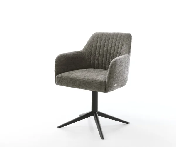 Drehstuhl Greg-Flex Bouclé Soft Schlamm Fußkreuz Schwarz 360° drehbar Wippfunktion Taschenfederkern