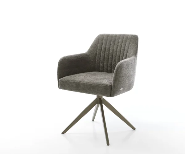 Drehstuhl Greg-Flex Bouclé Soft Schlamm Kreuzgestell breit Effektfinish Titan 360° drehbar Wippfunktion Taschenfederkern