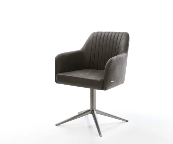 Drehstuhl Greg-Flex Mikrofaser Anthrazit Vintage Fußkreuz Graphit 360° drehbar Wippfunktion Taschenfederkern