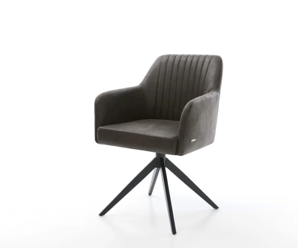 Drehstuhl Greg-Flex Mikrofaser Anthrazit Vintage Kreuzgestell breit Schwarz 360° drehbar Wippfunktion Taschenfederkern