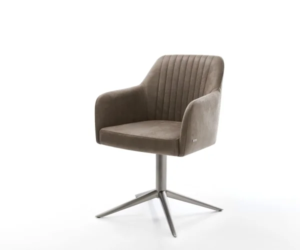 Drehstuhl Greg-Flex Mikrofaser Taupe Vintage Fußkreuz Graphit 360° drehbar Wippfunktion Taschenfederkern