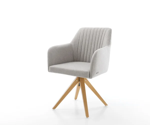 Drehstuhl Greg-Flex Stripes Hellgrau Holzgestell kantig 180° drehbar