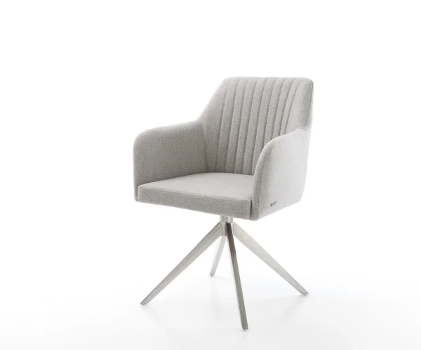 Drehstuhl Greg-Flex Stripes Hellgrau Kreuzgestell breit Edelstahl 360° drehbar Wippfunktion