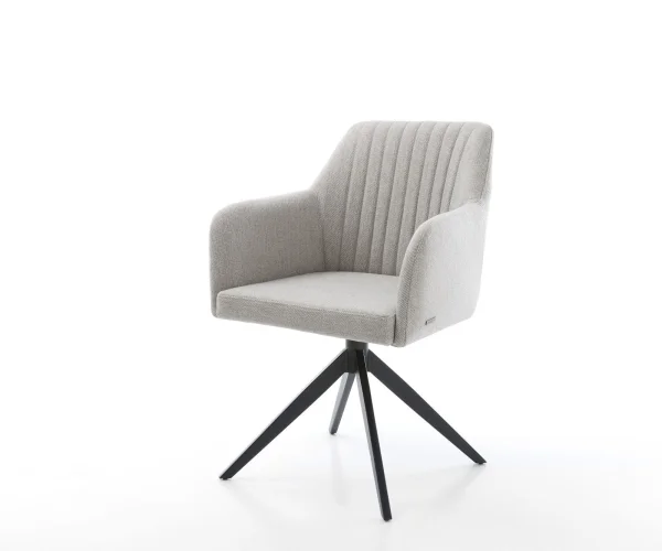 Drehstuhl Greg-Flex Stripes Hellgrau Kreuzgestell breit Schwarz 360° drehbar Wippfunktion