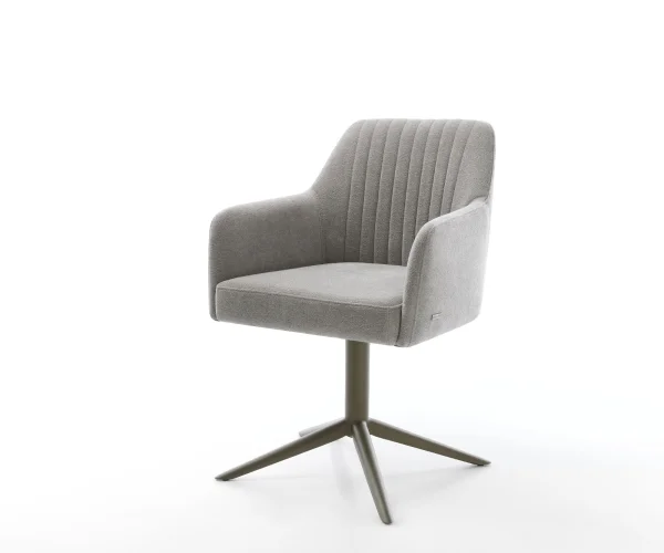 Drehstuhl Greg-Flex Strukturstoff Soft Grau Fußkreuz Effektfinish Titan 360° drehbar Wippfunktion Taschenfederkern