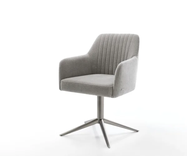 Drehstuhl Greg-Flex Strukturstoff Soft Grau Fußkreuz Graphit 360° drehbar Wippfunktion Taschenfederkern