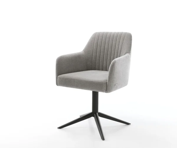 Drehstuhl Greg-Flex Strukturstoff Soft Grau Fußkreuz Schwarz 360° drehbar Wippfunktion Taschenfederkern