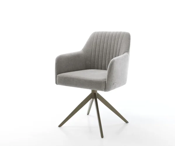 Drehstuhl Greg-Flex Strukturstoff Soft Grau Kreuzgestell breit Effektfinish Titan 360° drehbar Wippfunktion Taschenfederkern