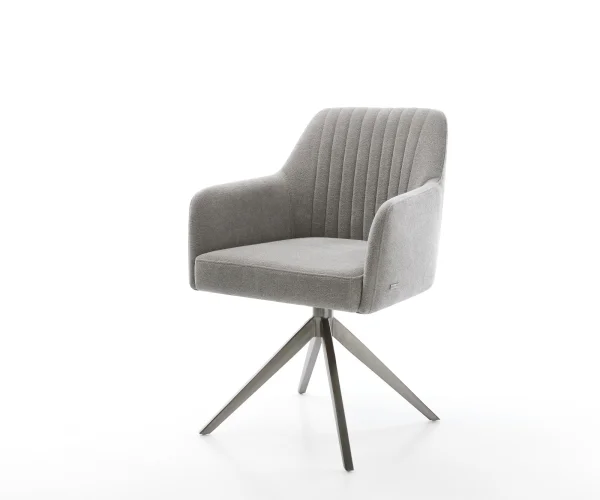 Drehstuhl Greg-Flex Strukturstoff Soft Grau Kreuzgestell breit Graphit 360° drehbar Wippfunktion Taschenfederkern