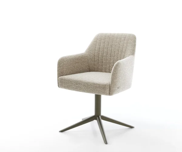 Drehstuhl Greg-Flex Webstoff Soft Beige Fußkreuz Effektfinish Titan 360° drehbar Wippfunktion Taschenfederkern