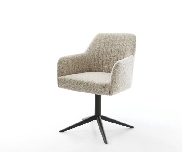 Drehstuhl Greg-Flex Webstoff Soft Beige Fußkreuz Schwarz 360° drehbar Wippfunktion Taschenfederkern