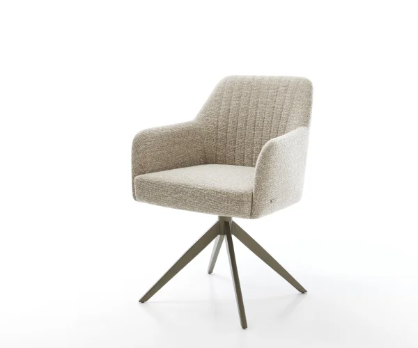 Drehstuhl Greg-Flex Webstoff Soft Beige Kreuzgestell breit Effektfinish Titan 360° drehbar Wippfunktion Taschenfederkern