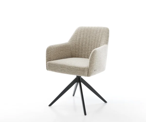 Drehstuhl Greg-Flex Webstoff Soft Beige Kreuzgestell breit Schwarz 360° drehbar Wippfunktion Taschenfederkern