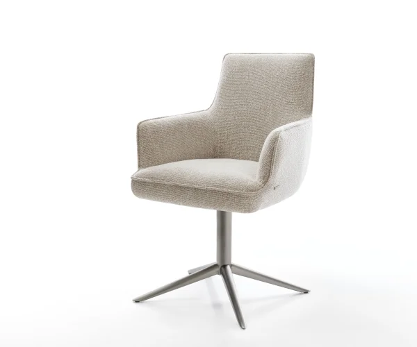 Drehstuhl Heira-Flex mit Armlehnen Webstoff Soft Beige Fußkreuz Graphit 360° drehbar Wippfunktion Taschenfederkern