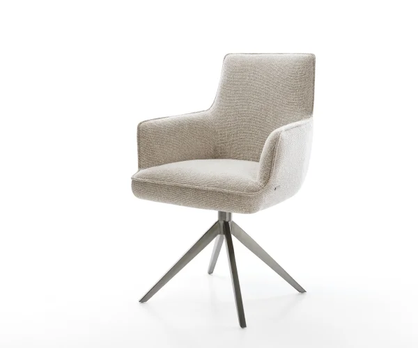 Drehstuhl Heira-Flex mit Armlehnen Webstoff Soft Beige Kreuzgestell breit Graphit 360° drehbar Wippfunktion Taschenfederkern