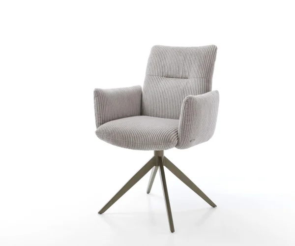Drehstuhl Jova-Flex mit Armlehnen Cord Silbergrau Kreuzgestell breit Effektfinish Titan 360° drehbar Wippfunktion Taschenfederkern