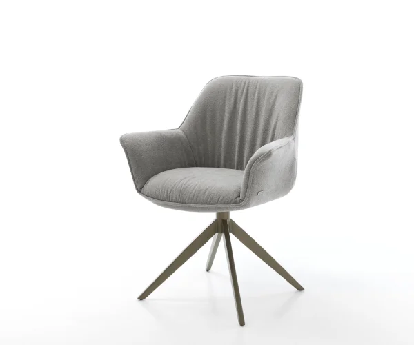 Drehstuhl Keila-Flex mit Armlehnen Strukturstoff Soft Grau Kreuzgestell breit Effektfinish Titan 360° drehbar Wippfunktion