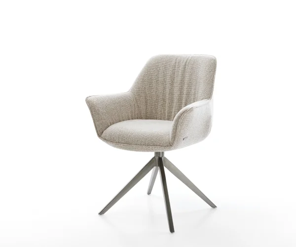 Drehstuhl Keila-Flex mit Armlehnen Webstoff Soft Beige Kreuzgestell breit Graphit 360° drehbar Wippfunktion