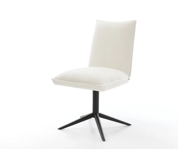 Drehstuhl Lelio-Flex Bouclé Soft Beige Fußkreuz Schwarz 360° drehbar Wippfunktion Taschenfederkern