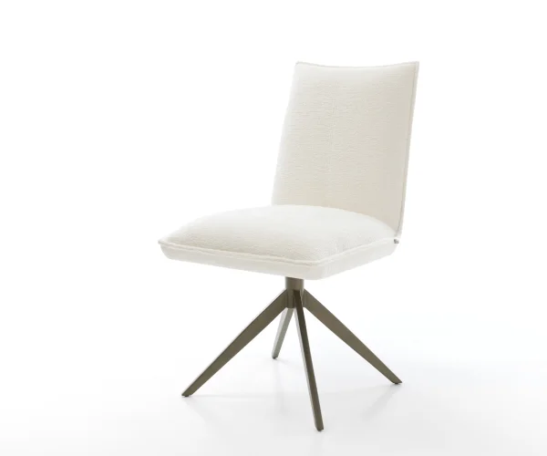Drehstuhl Lelio-Flex Bouclé Soft Beige Kreuzgestell breit Effektfinish Titan 360° drehbar Wippfunktion Taschenfederkern