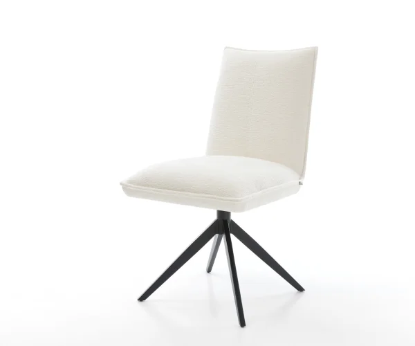 Drehstuhl Lelio-Flex Bouclé Soft Beige Kreuzgestell breit Schwarz 360° drehbar Wippfunktion Taschenfederkern