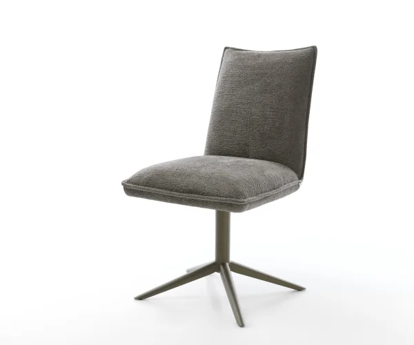 Drehstuhl Lelio-Flex Bouclé Soft Schlamm Fußkreuz Effektfinish Titan 360° drehbar Wippfunktion Taschenfederkern