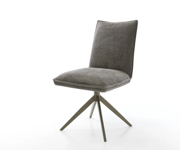 Drehstuhl Lelio-Flex Bouclé Soft Schlamm Kreuzgestell breit Effektfinish Titan 360° drehbar Wippfunktion Taschenfederkern