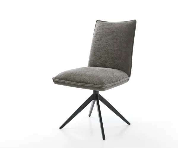 Drehstuhl Lelio-Flex Bouclé Soft Schlamm Kreuzgestell breit Schwarz 360° drehbar Wippfunktion Taschenfederkern