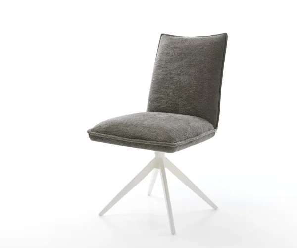 Drehstuhl Lelio-Flex Bouclé Soft Schlamm Kreuzgestell breit Weiß 360° drehbar Wippfunktion Taschenfederkern