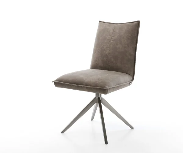 Drehstuhl Lelio-Flex Mikrofaser Taupe Vintage Kreuzgestell breit Graphit 360° drehbar Wippfunktion Taschenfederkern