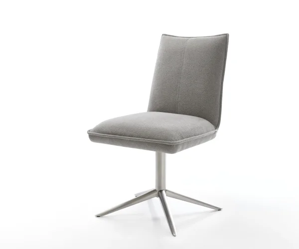 Drehstuhl Lelio-Flex Strukturstoff Soft Grau Fußkreuz Edelstahl 360° drehbar Wippfunktion Taschenfederkern