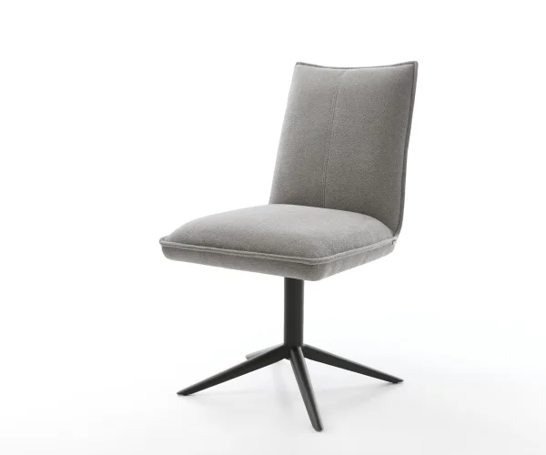 Drehstuhl Lelio-Flex Strukturstoff Soft Grau Fußkreuz Schwarz 360° drehbar Wippfunktion Taschenfederkern
