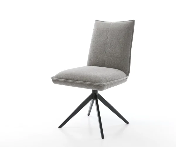Drehstuhl Lelio-Flex Strukturstoff Soft Grau Kreuzgestell breit Schwarz 360° drehbar Wippfunktion Taschenfederkern