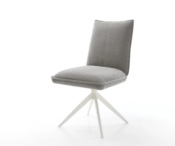 Drehstuhl Lelio-Flex Strukturstoff Soft Grau Kreuzgestell breit Weiß 360° drehbar Wippfunktion Taschenfederkern