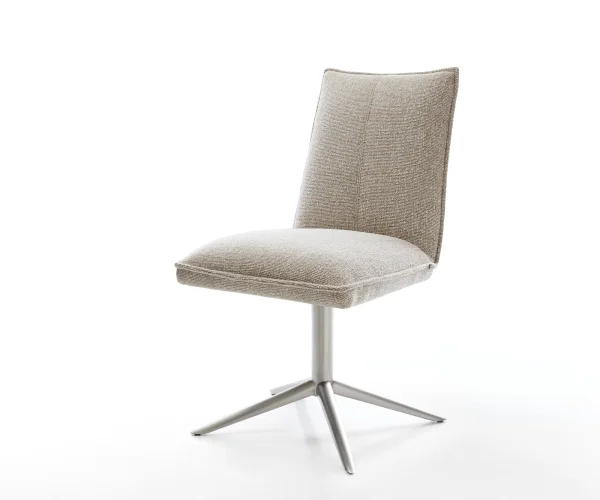 Drehstuhl Lelio-Flex Webstoff Soft Beige Fußkreuz Edelstahl 360° drehbar Wippfunktion Taschenfederkern