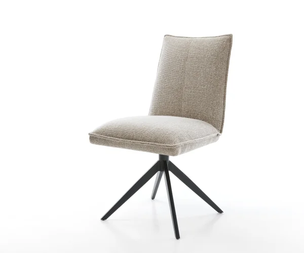 Drehstuhl Lelio-Flex Webstoff Soft Beige Kreuzgestell breit Schwarz 360° drehbar Wippfunktion Taschenfederkern