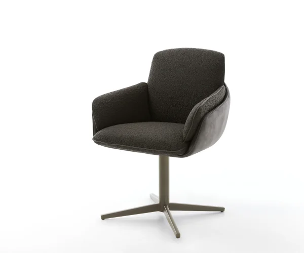 Drehstuhl Luan-Flex mit Armlehnen Materialmix Schwarz Fußkreuz Effektfinish Titan 360° drehbar