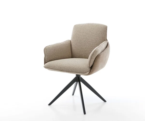 Drehstuhl Luan-Flex mit Armlehnen Mikrofaser Schlamm Vintage Kreuzgestell breit Schwarz 360° drehbar Wippfunktion