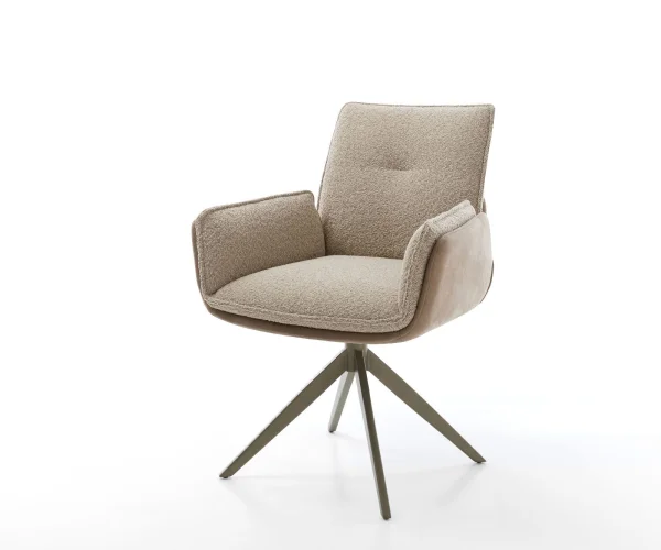 Drehstuhl Nela-Flex Materialmix Schlamm Kreuzgestell breit Effektfinish Titan 360° drehbar Wippfunktion