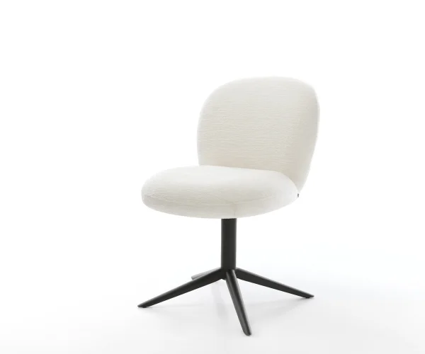 Drehstuhl Nube-Flex Bouclé Soft Beige Fußkreuz Schwarz 360° drehbar Wippfunktion Taschenfederkern