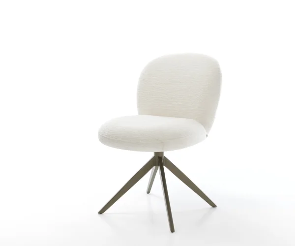 Drehstuhl Nube-Flex Bouclé Soft Beige Kreuzgestell breit Effektfinish Titan 360° drehbar Wippfunktion Taschenfederkern